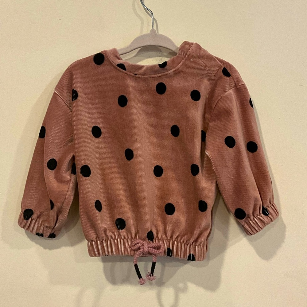 Jessica Simpson girls Pink & Black Polka Dot sweater. Size 18 months